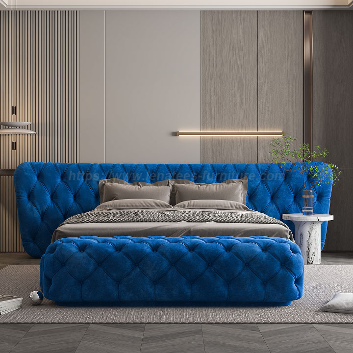 Bedroom queen size cushion headboard tufted bed
