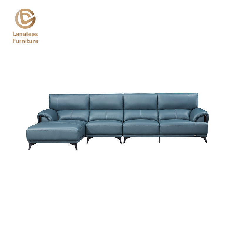 Italian Minimalist L Shape Leather Sofa