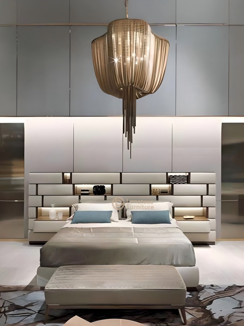 Geometric metal finish, isang high-end expression ng isang minimalist bed