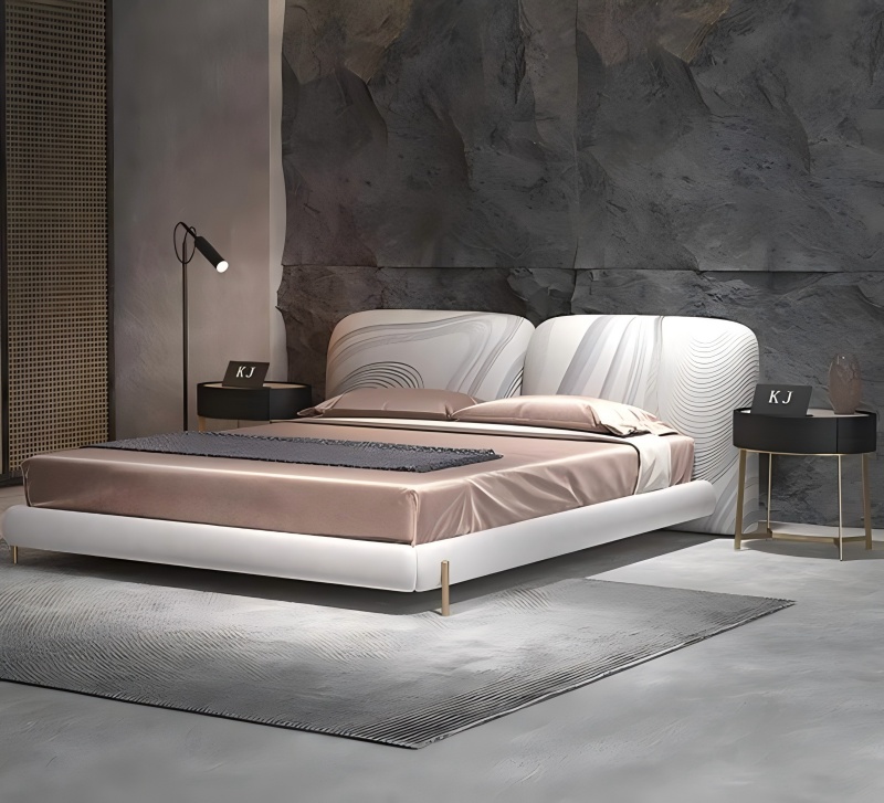 Milano designer leather bed na may matte touch