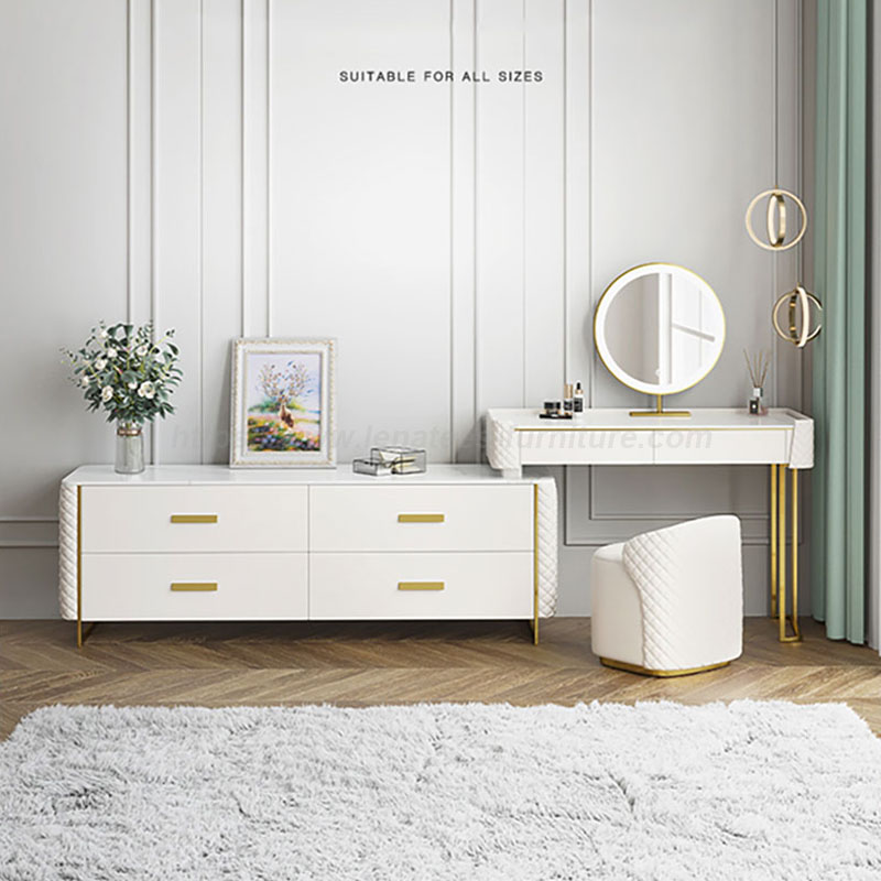 Modernong Dresser na may Light Mirror Table