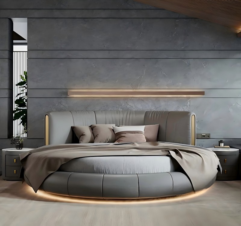 Modernong minimalist round double bed