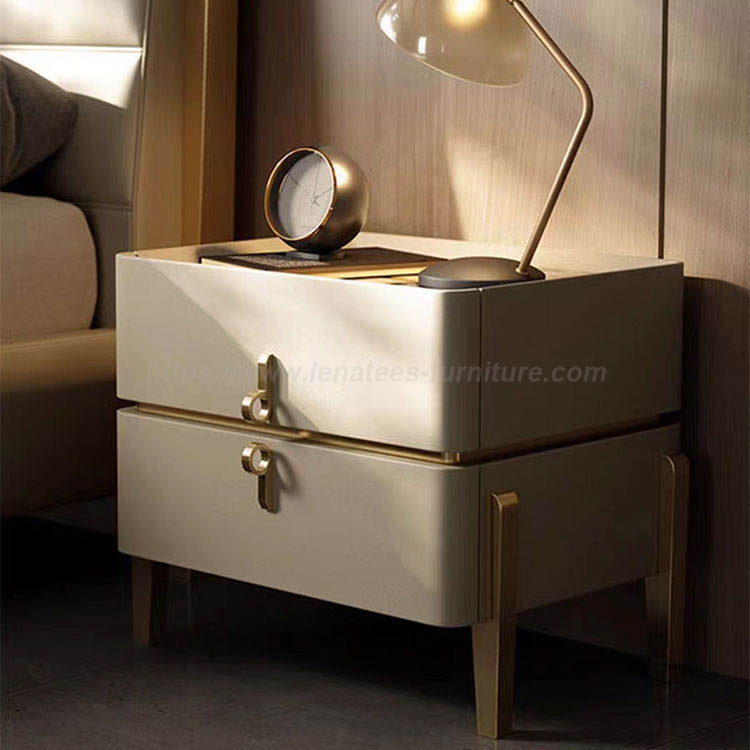 Modernong White Storage Bedside Table