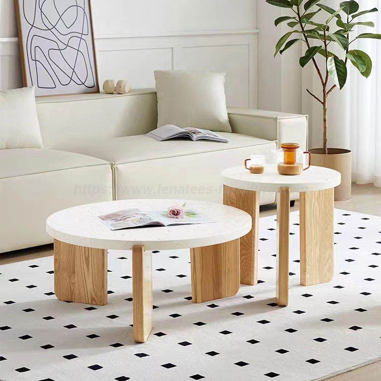 Simpleng Estilo Solid Wood Round Coffee Table