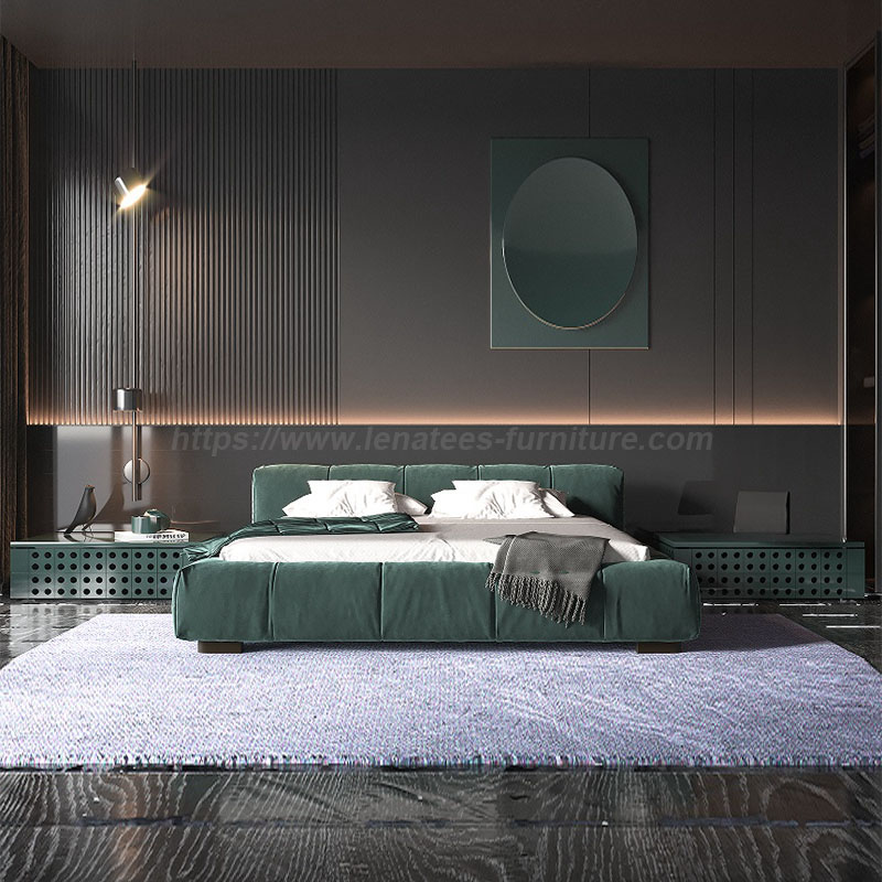 Tufted bed na may imbakan